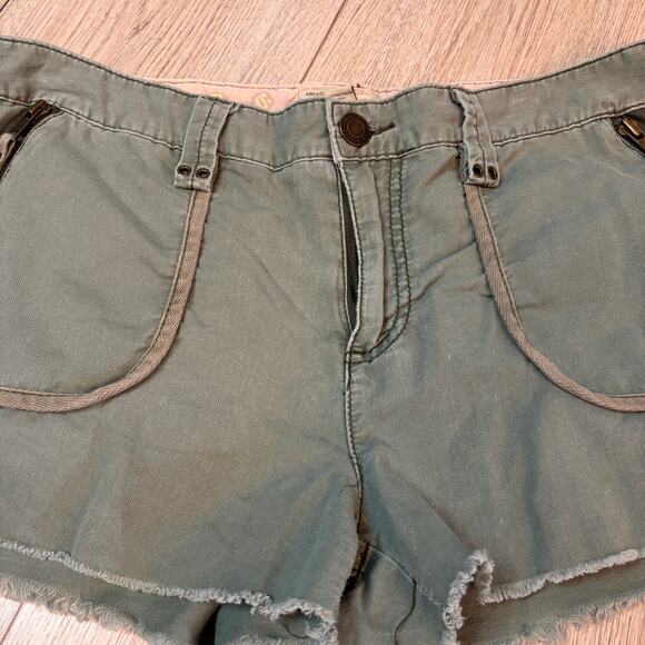 American Eagle Army Green Cargo Shorts 100% Cotton Zippered Pockets - Picture 4 of 7